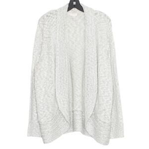 Chicos Cardigan Sweater Minimalist Nordic Cottage Scandi Metallic Gray 4 XXL 20